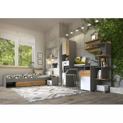 Úzký policový regál EDENTON - dub nash / grafit