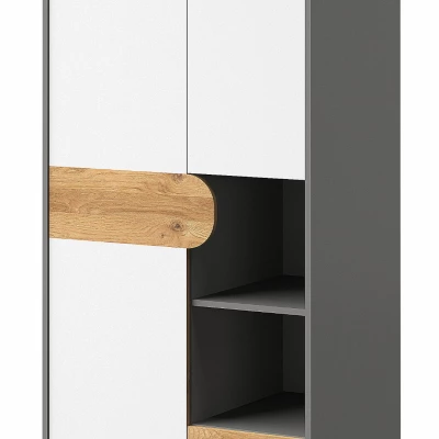 Šatní skříň 80 cm EDENTON se šuplíky  - dub nash / grafit / bílá