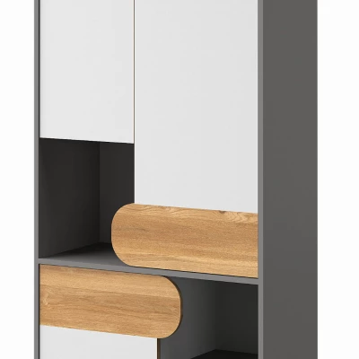 Policová šatní skříň 80 cm EDENTON - dub nash / grafit / bílá