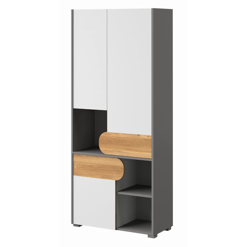 Policová šatní skříň 80 cm EDENTON - dub nash / grafit / bílá