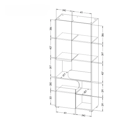 Policová šatní skříň 80 cm EDENTON - dub nash / grafit / bílá