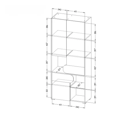 Policová šatní skříň 80 cm EDENTON - dub nash / grafit / bílá