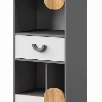 Policová skříň EDENTON - dub nash / grafit / bílá