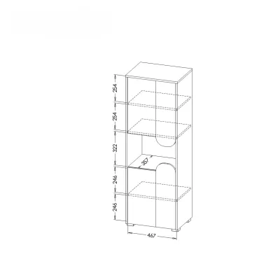 Nízká policová skříňka EDENTON - dub nash / grafit / bílá