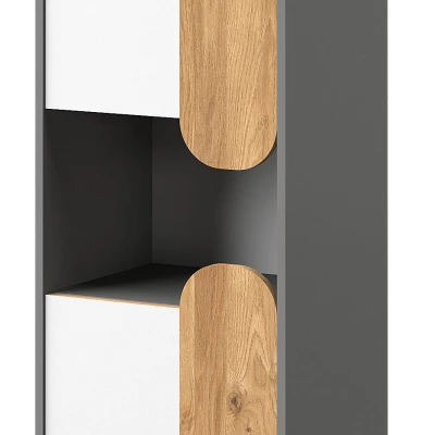 Nízká policová skříňka EDENTON - dub nash / grafit / bílá