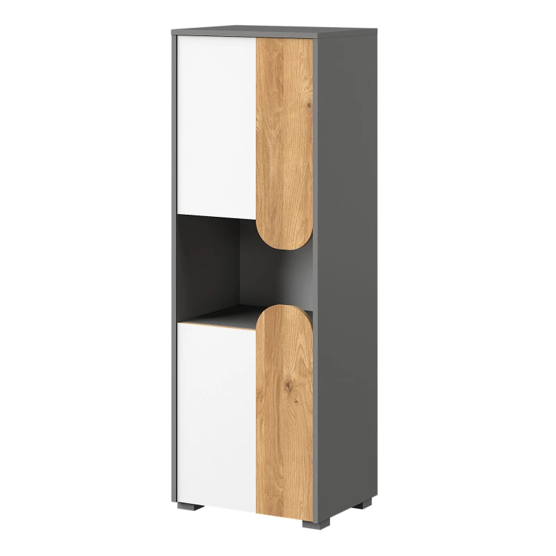 Nízká policová skříňka EDENTON - dub nash / grafit / bílá