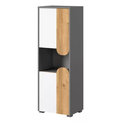 Nízká policová skříňka EDENTON - dub nash / grafit / bílá