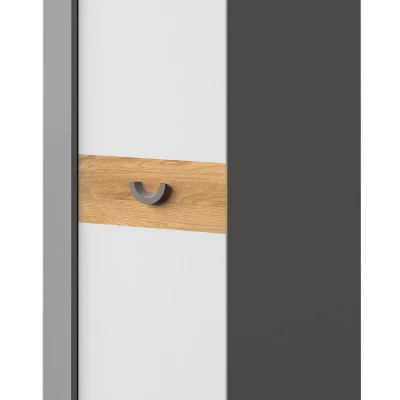 Rohová šatní skříň 73 cm EDENTON - dub nash / grafit / bílá