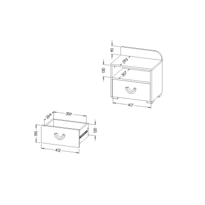 Noční stolek EDENTON - dub nash / bílý / grafit