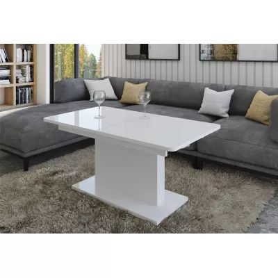 Rozkládací konferenční stolek LELAND - lesklý bílý