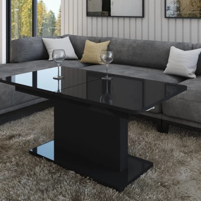 Rozkládací konferenční stolek LELAND - lesklý černý