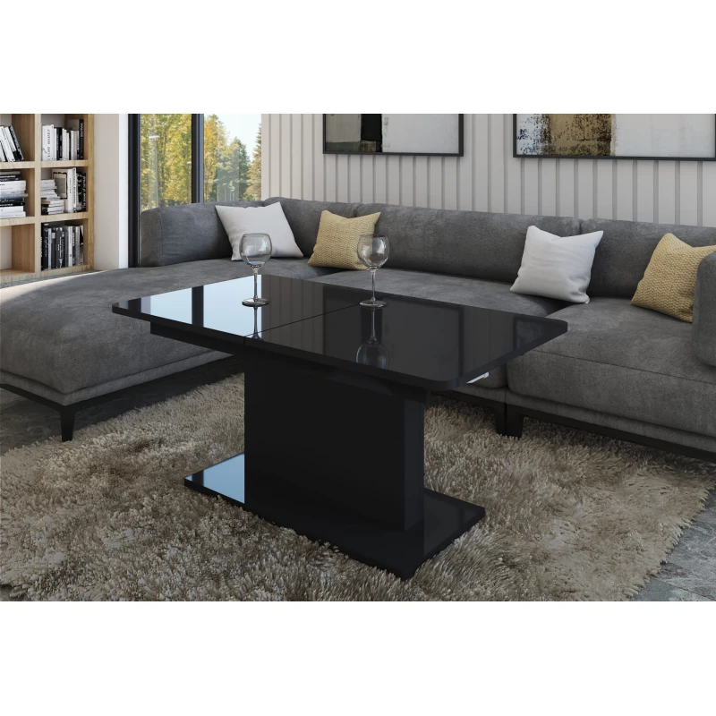 Rozkládací konferenční stolek LELAND - lesklý černý