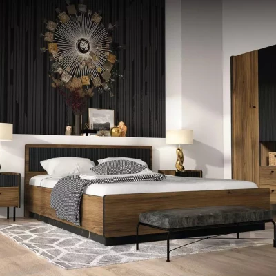 Manželská postel 160x200 ASHEBORO - ořech / san sebastian / černá