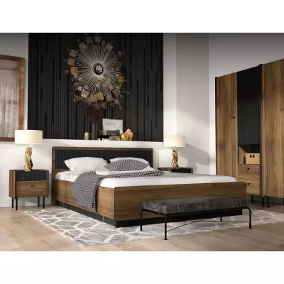 Manželská postel 160x200 ASHEBORO - ořech / san sebastian / černá