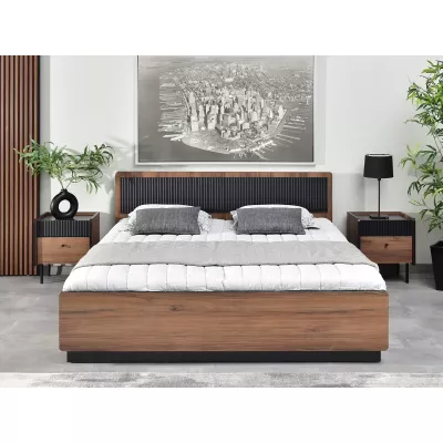 Manželská postel 160x200 ASHEBORO - ořech / san sebastian / černá