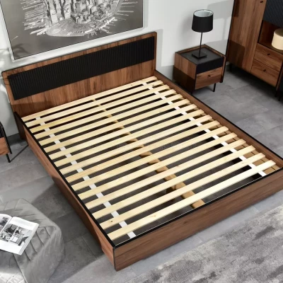 Manželská postel 160x200 ASHEBORO - ořech / san sebastian / černá