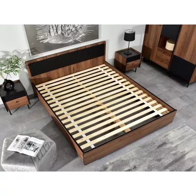 Manželská postel 160x200 ASHEBORO - ořech / san sebastian / černá