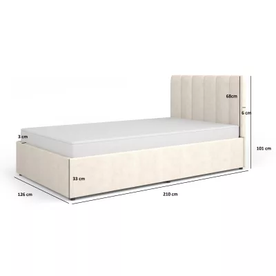 Jednolůžková čalouněná postel 120x200 AUROVA - šedá