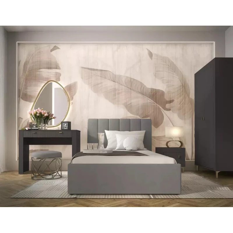 Manželská čalouněná postel 140x200 AUROVA - šedá