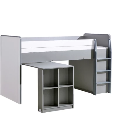 Zvýšená multifunkční postel 90x200 BURGAW - bílá / antracit