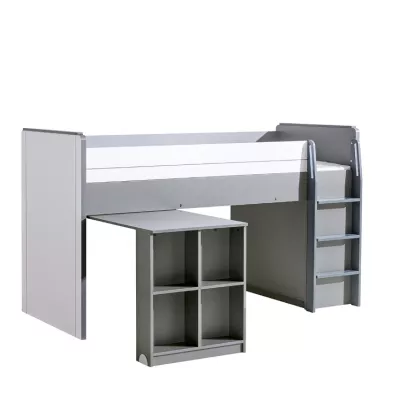 Zvýšená multifunkční postel 90x200 BURGAW - bílá / antracit