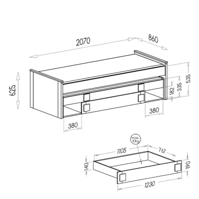 Jednolůžková postel s přistýlkou 80x200 BURGAW - bílá / antracit