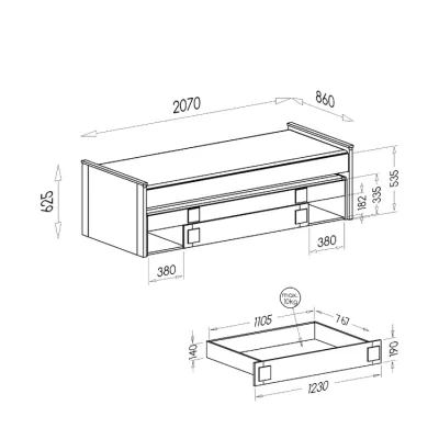 Jednolůžková postel s přistýlkou 80x200 BURGAW - bílá / antracit