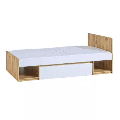 Jednolůžková postel se šuplíkem 90x195 CARYM - dub wotan / bílá