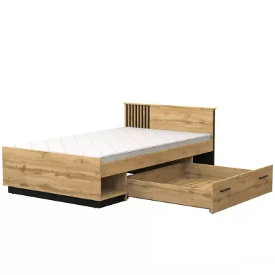 Jednolůžková postel 120x200 CATAWBA se šuplíkem - dub wotan / černá