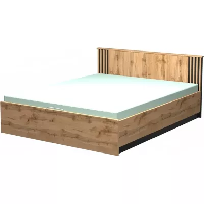 Manželská postel 160x200 CATAWBA s úložným prostorem - dub wotan / černá