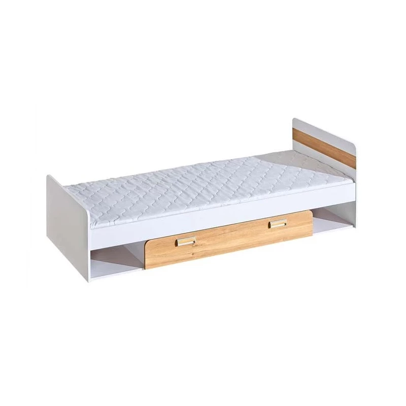 Jednolůžková postel 80x195 CEDAR se šuplíkem - dub nash / bílá