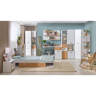 Jednolůžková postel 80x195 CEDAR se šuplíkem - dub nash / bílá