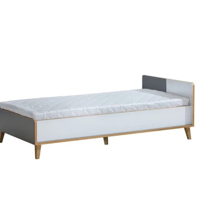 Jednolůžková postel 90x195 s úložným prostorem DOBSON - dub riviera / bílá / antracit