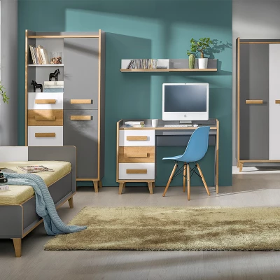 Jednolůžková postel 90x195 s úložným prostorem DOBSON - dub riviera / bílá / antracit