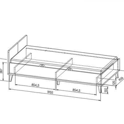 Jednolůžková postel 90x195 s úložným prostorem DOBSON - dub riviera / bílá / antracit