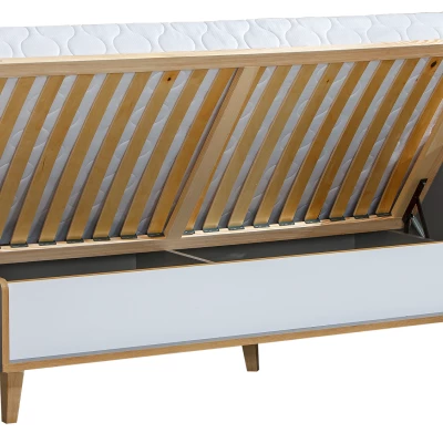 Jednolůžková postel 90x195 s úložným prostorem DOBSON - dub riviera / bílá / antracit