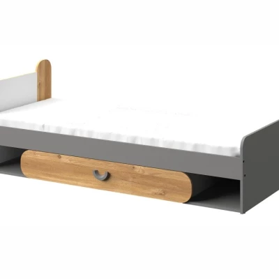 Jednolůžková postel 80x195 EDENTON se šuplíkem - dub nash / grafit / bílá