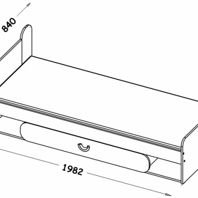 Jednolůžková postel 80x195 EDENTON se šuplíkem - dub nash / grafit / bílá