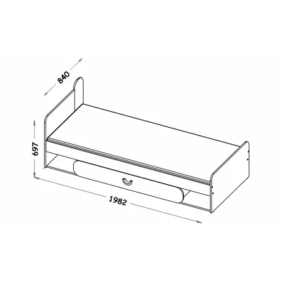 Jednolůžková postel 80x195 EDENTON se šuplíkem - dub nash / grafit / bílá