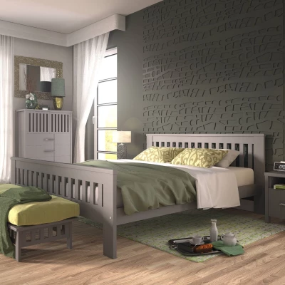 Manželská dřevěná postel 140x200 MEBANE - antracit