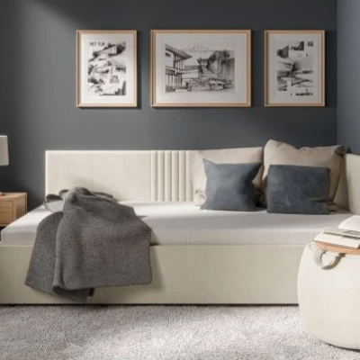 Jednolůžková čalouněná postel 120x200 LEXINGTON - béžová