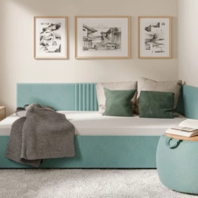 Jednolůžková čalouněná postel 120x200 LEXINGTON - tyrkysová