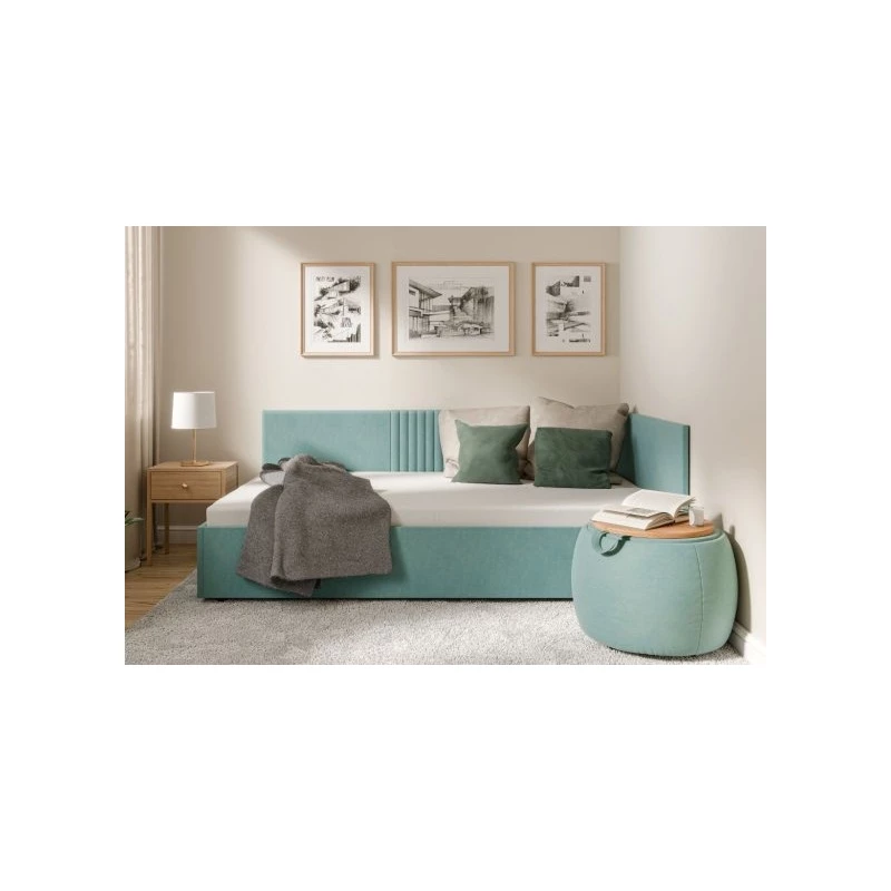 Jednolůžková čalouněná postel 120x200 LEXINGTON - tyrkysová