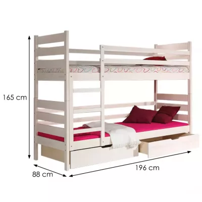 Dvoupatrová postel 80x190 MARIONE - borovice bílá