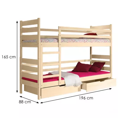Dvoupatrová postel 80x190 MARIONE - borovice
