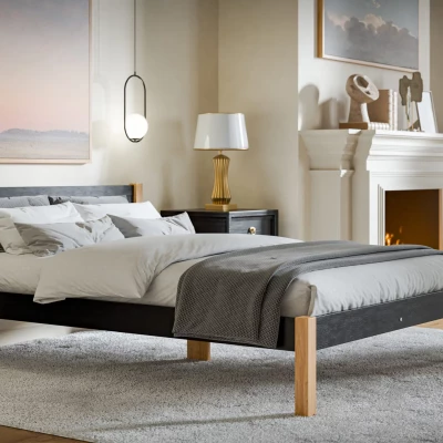 Jednolůžková postel 90x200 MAXTON - dub / černá