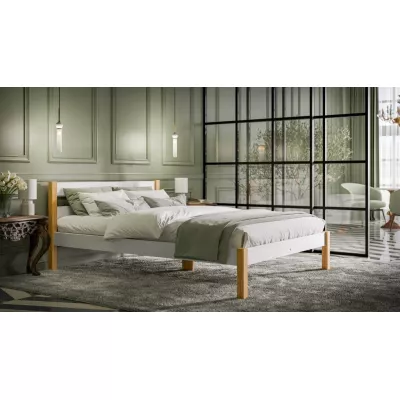 Manželská postel 140x200 MONROA - dub / bílá