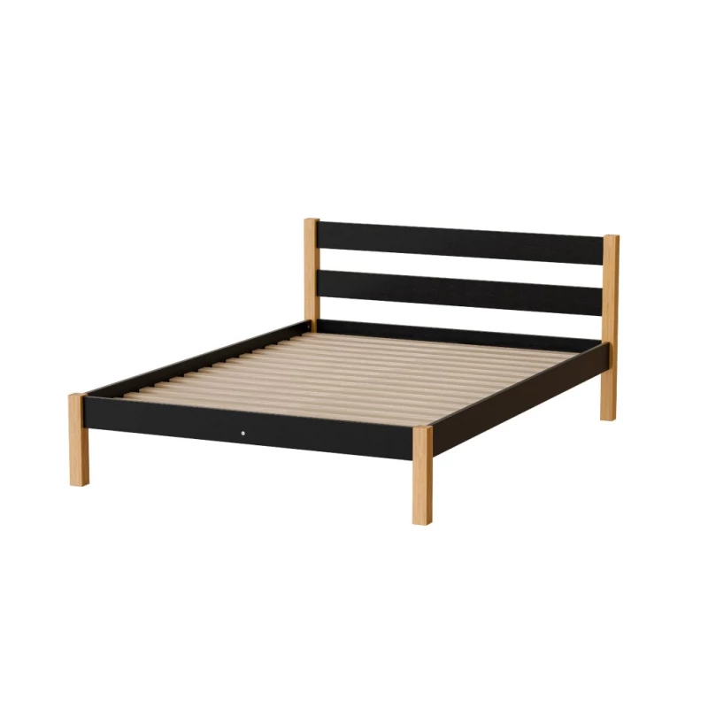 Manželská postel 140x200 MONROA - dub / černá