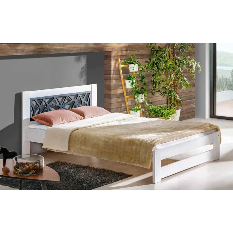 Masivní jednolůžková postel 90x200 HENDERSON - bílá borovice