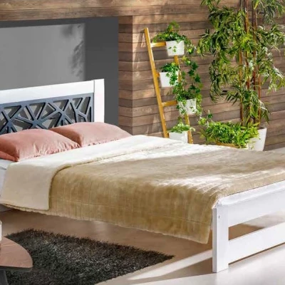 Masivní manželská postel 160x200 HENDERSON - bílá borovice